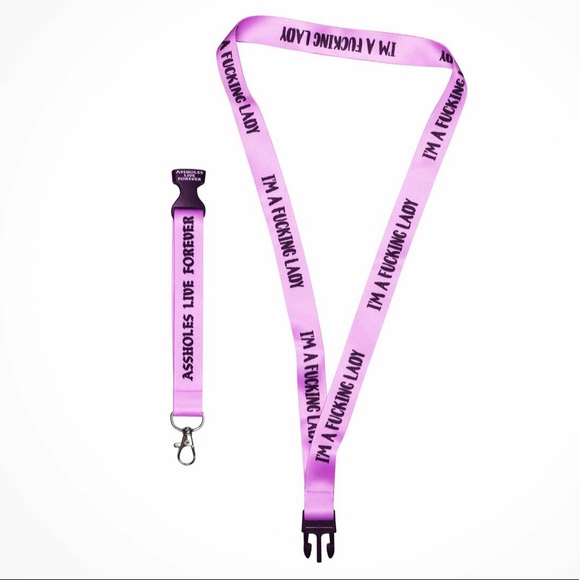 Accessories - Assholes live forever I’m a fucking lady pink clip lanyard